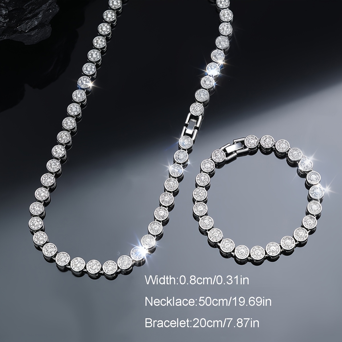 2pcs Cuban Chain Necklace and Bracelet Set